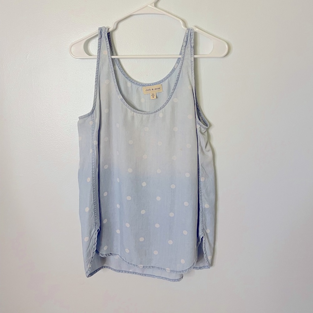 Anthropologie Polka Dot Chambray Tank